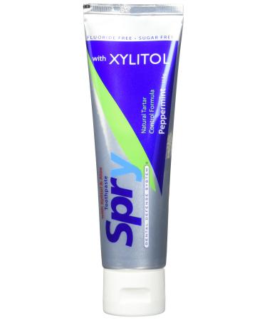 Xlear Spry Toothpaste Anti-Plaque Tartar Control Fluoride Free Natural Peppermint 5 oz (141 g)