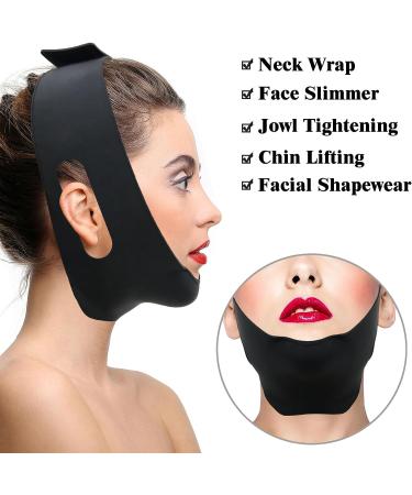 Women's Post-Surgical Chin Strap Bandage - Neck & Chin Compression Garment for Face Slimming and Jowl Tightening - Silicone Chin Lift Strap in Black - Buy Online on GoSupps.com