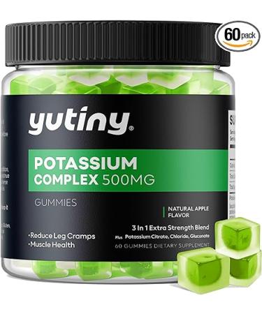Potassium Supplement 500mg 3 in 1 Potassium Complex Gummies Chewables with Potassium Citrate Potassium Chloride Potassium Gluconate Extra Strength Blend 60 Count