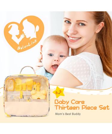 Belonlink 13-Piece Baby Care Set | Complete Baby Healthcare Kit with Thermometer Nasal Sucker Nail & Hair Care Tools - Perfect for Everyday Baby Care (Yellow) - Buy Online on GoSupps.com