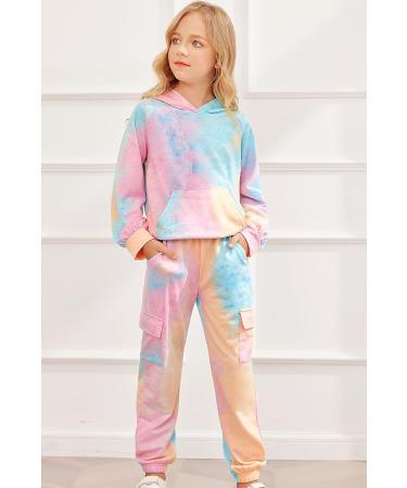 Hopeac Girls Tie Dye Sweatsuit Set - Hoodie and Athletic Pant Outfit | Size 6-7 Years - Buy Online on GoSupps.com