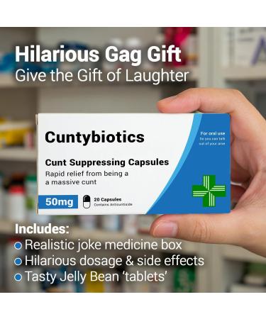 Cuntybiotics Prank Pill Box with Jelly Beans - Funny Gag Gift for Men & Women | Secret Santa & Dad Birthday Present - Buy Online on GoSupps.com