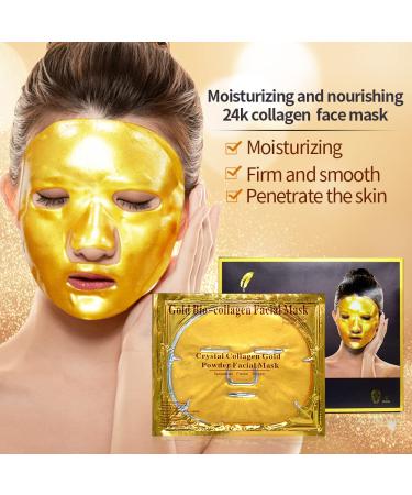 AM99 Gold Collagen Facial Masks - Vegan 24k Gold Treatment for Anti-Aging & Moisturizing - 5pc - Buy Online on GoSupps.com