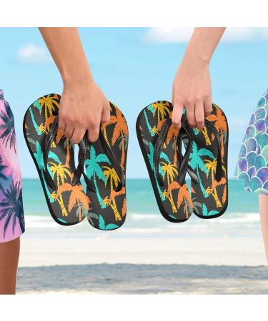Mnsruu Tropical Coconut Palm Blossom Flip Flops - XXL Multi-Color Sandals for Men & Women | Perfect for Home Hotel Spa & Travel - Buy Online on GoSupps.com