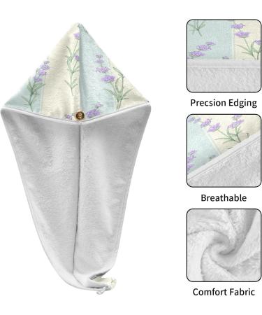 Buy Lavender Flowers Dry Hair Cap | 2 Piece Quick Drying Towel Set with Button Headband - Super Absorbent & Soft Comfort - Buy Online on GoSupps.com