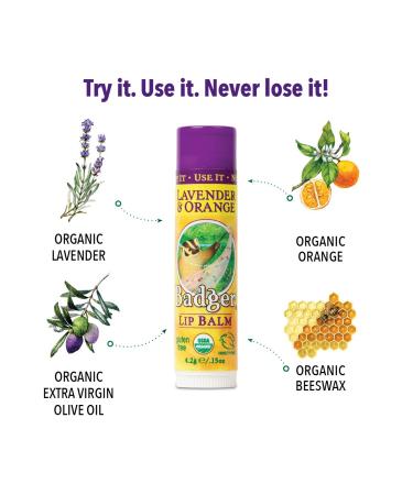 Badger Classic Lip Balm - Organic Lavender & Orange Moisturizing Beeswax & Olive Oil 0.15 oz - International Shipping - Buy Online on GoSupps.com