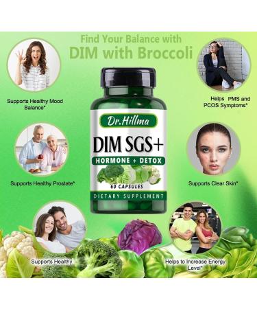 DIM Supplement 200MG - Diindolylmethane for Hormone Balance Estrogen Support & Menopause Relief - 60 Capsules - Buy Online on GoSupps.com