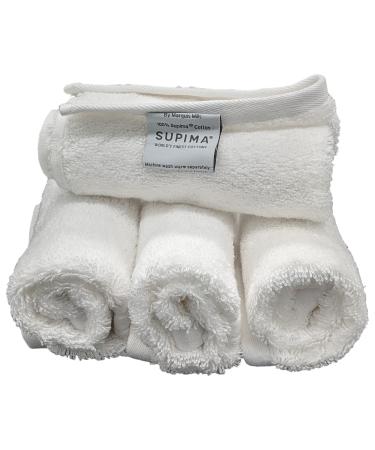 Marquis Mills Set of 12-14 x 14 White Washcloths Embrace Collection Luxurious Super Soft Supima Cotton