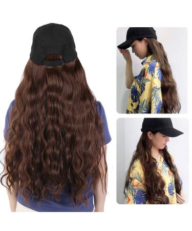 Light Brown Baseball Cap Wig with Long Corrugated Hair - Adjustable Fashion Hat for Women & Girls - Buy Online on GoSupps.com