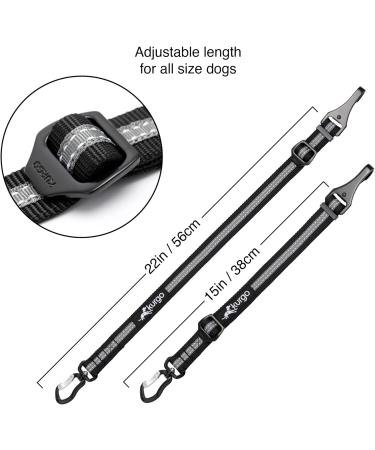 Kurgo Direct to ISO-FIX Swivel Tether Universal Car Seat Belt for Dogs Tangle-Free with Latch Bar Attachment Adjustable Black/Charcoal - Buy Online on GoSupps.com