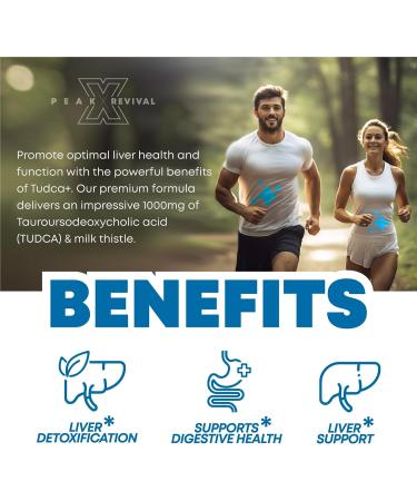 Peak Revival-X TUDCA+ 1000mg Bile Salt Supplement - Liver Support & Detox - Digestive Health - Inflammation & Skin Health - 60 Vegan Capsules - Third-Party Tested - Made in The USA - Buy Online on GoSupps.com