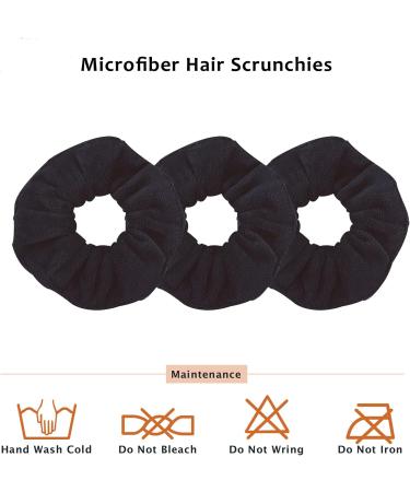 3-Piece Microfiber Hair Drying Towels Scrunchies Set - Super Absorbent & Anti-Frizz Hair Ties for Women - Black - Buy Online on GoSupps.com