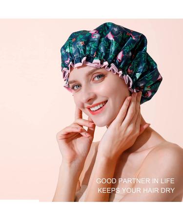 BEAUTAIL Reusable Flamingo Shower Cap - Double Layer Waterproof Bathing Hat for Long Hair - 1 Pack Large Size - Hair Protector for Women, Kids, Girls, Men - Buy Online on GoSupps.com