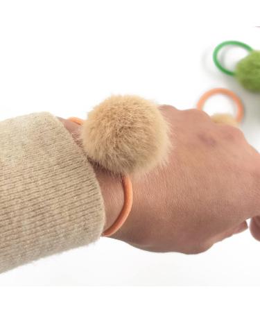 Pom Pom Hair Ties - 14 Pcs Elastic Ponytail Holders for Girls in 7 Colors - Buy Online on GoSupps.com