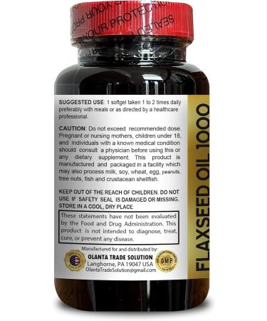 OLANTA TRADE SOLUTION Cold Pressed Flaxseed Oil 1000mg with Essential Fatty Acids for Daily Use | Easy-to-Swallow softgels | 1 Bottle 100 Softgels - Buy Online on GoSupps.com
