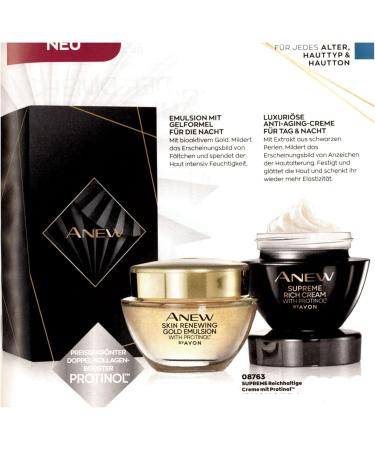 Avon Night Facial Care Kit: 1 Anew Gold Emulsion 50 ml + 1 Anew Supreme Rich Cream 50 ml + 1 Gift Box - Buy Online on GoSupps.com