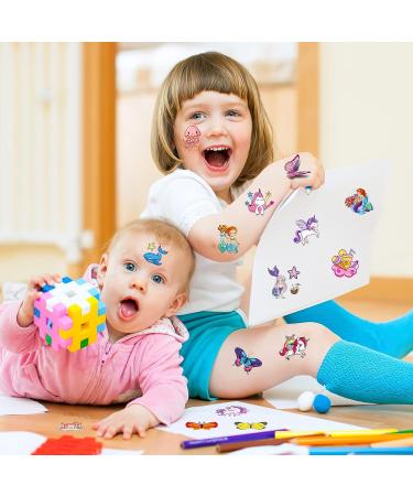 Zayvor 306CT Kids Temporary Tattoos - Butterfly Unicorn Mermaid Designs | Birthday Party Favors | Halloween & Christmas Costume Accessories - Buy Online on GoSupps.com