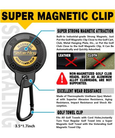 SisterAling Magnetic Clip for Golf Towel - Industrial Strength Design for Easy Attachment to Golf Carts or Clubs - Black (2 Pack) - Buy Online on GoSupps.com
