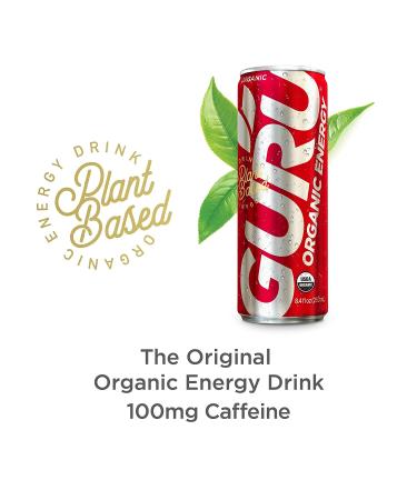 GURU | Original Plant-Based Energy Drink | Recharge with Good Energy from Green Tea | Natural & Organic Ingredients | Healthy Energy drinks to Help Stay Focused | Refreshing Taste | 8.4oz (Pack of 24) - Buy Online on GoSupps.com