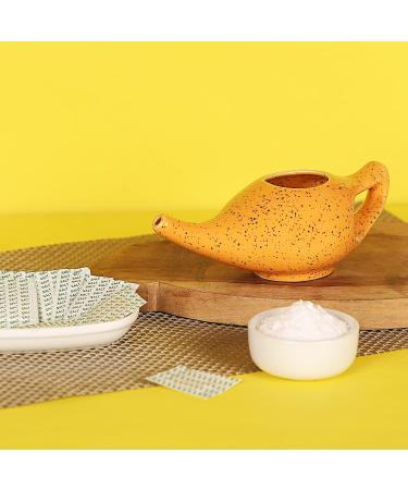 HealthGoodsIn Premium Ceramic Neti Pot with Salt - 225 Ml Freckle Pattern (Orange) | Sinus Relief Tool - Dishwasher Safe - Buy Online on GoSupps.com