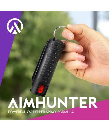 Aimhunter Max Strength OC Pepper Spray | Quick Release Finger Grip | 10ft Range | 25 Bursts | BLACK - Buy Online on GoSupps.com
