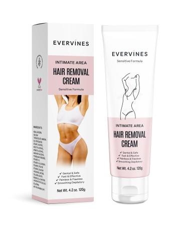 Intimate Hair Removal Cream: Women and Men Home Use - Whole Body Bikini Line Leg Underarm Area Depilatory with Scraper (4.2oz).