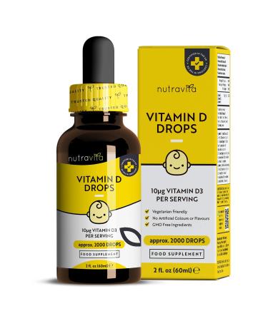 Vitamine D3 60ml pour Enfants 400 UI/10 mcg par goutte et 2000 gouttes par flacon Pour un syst me immunitaire sain et un d veloppement osseux normal Fabriqu par Nutravita