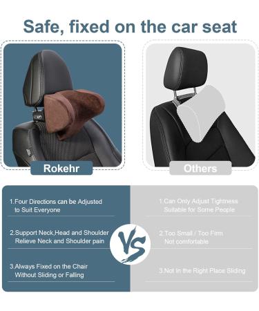 Rokehr Car Seat Neck Pillow - Adjustable Memory Foam Headrest for Comfortable Driving - Brown - Buy Online on GoSupps.com