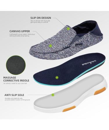 OrthoComfoot Women's Slip On Shoes with Arch Support - Plantar Fasciitis Loafers | Pain Relief Orthopedic Slippers - Light Blue, Size 8.5 W - Buy Online on GoSupps.com