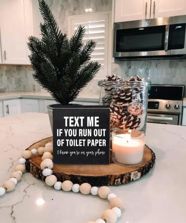 Text Me If You Run Out of Toilet Paper - Farmhouse Rustic Bathroom Decor | 6x6 Inch Wooden Box Sign Plaque - Buy Online on GoSupps.com