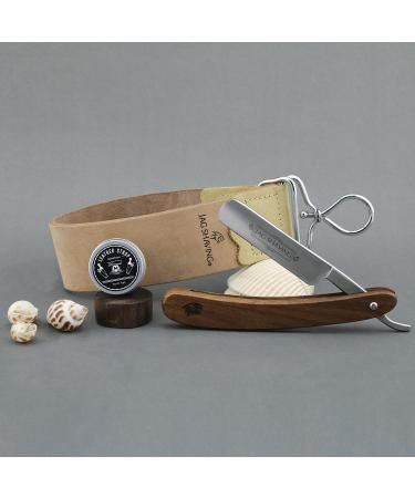 JAG 5-Part Sustainable Shaving Razor Set | Wooden Brush Leather String Grinding Paste & Alum Wand | Eco-Friendly Shaving Experience - Buy Online on GoSupps.com
