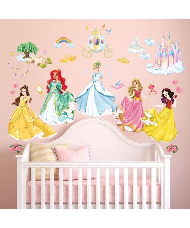 DECOWALL SG-2118 Beautiful Princess Wall Stickers Castle Decals Removable for Girls Kids Nursery Bedroom Living Room Art Home Decor Mural Decoration