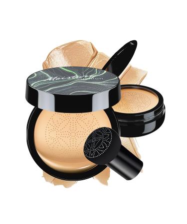 Mushroom Head Air Cushion CC Cream BB Cream Makeup Foundation Moisturizing Concealer Long Lasting Full Coverage Waterproof Foundation Makeup Even Skin Tone Makeup Base Primer (Buff Beige)