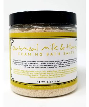 Oatmeal Milk and Honey Foaming Bath Salt with Pure Goat's Milk - Hydrating and Relaxing Bubbles with Coconut  Grape and Sweet Almond Oil - Handmade in The USA