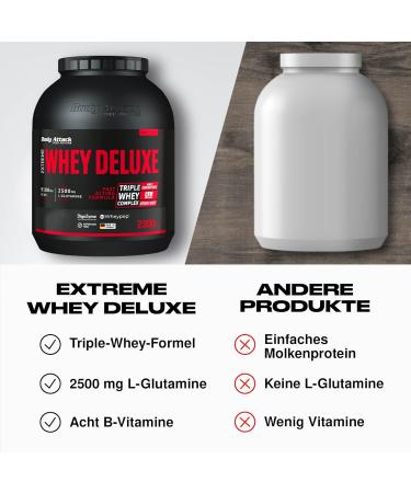 Body Attack Extreme Whey Deluxe Nut Nougat 2.3kg | Premium Protein Powder Triple Whey Complex Low Fat & Sugar - Made in Germany - Buy Online on GoSupps.com