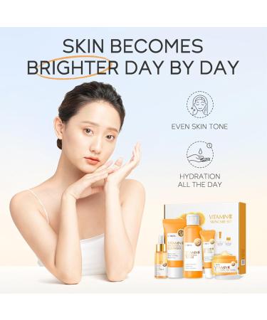 Skincare Gift Set for Teenage Girls - 5 Piece Vitamin C Travel Size Kit with Cleanser Toner Serum Eye Cream & Face Cream - Buy Online on GoSupps.com