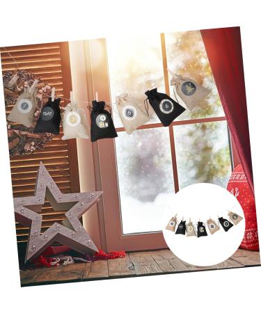 KONTONTY 1 Set Christmas Sack Calendar Candy Bags Jute Rope Holiday Xmas Biscuit Bags Drawstring Linen Bag - Buy Online on GoSupps.com
