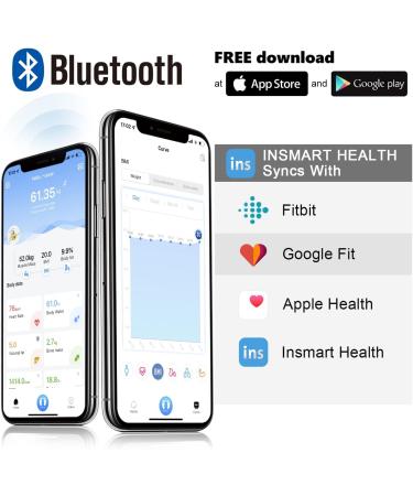 Bluetooth Body Fat Scales INSMART Smart Digital Bathroom Weight Weighing Scales for Body Composition Analyzer with Smart APP Body Composition Fitbit Scales for Fitness (ST/LB/KG) (Black) - Buy Online on GoSupps.com