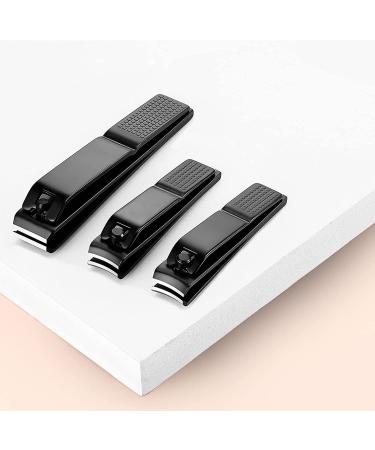 3-Piece Black Stainless Nail Clippers Set | Ultra Sharp Fingernail & Toenail Cutters | Straight & Curved | Sturdy Design - Buy Online on GoSupps.com