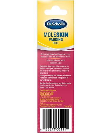 Dr. Scholl's Moleskin Plus Padding Roll - All-Day Pain Relief & Shoe Friction Protection - Buy Online on GoSupps.com