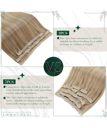 Runature Clip-In Extensions | Real Dark Ash Blonde & Gold Blonde | 20 Inch Remy Hair 3 Pieces 50g - #16P22 - Buy Online on GoSupps.com