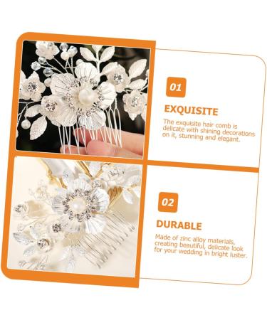 Housoutil Flower Comb Wedding White Hair Accessories Hair Jewelry Rhinestone Hair Clip Bridal Hair Accessory Pearl Headpiece Crystal Bridal White Hair Clips Rhinestone French Bride Hair up - Buy Online on GoSupps.com