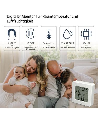 Mini Digital Hygrometer & Room Thermometer - Accurate Humidity & Temperature for Baby Rooms Greenhouses & Reptile Tanks (White 1 Pack) - Buy Online on GoSupps.com