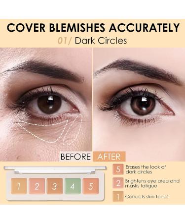 Focallure Color Correcting Concealer Palette - 5 Colors Camouflage Contour Palette for Dark Circles, Blemishes, and Redness - Buy Online on GoSupps.com