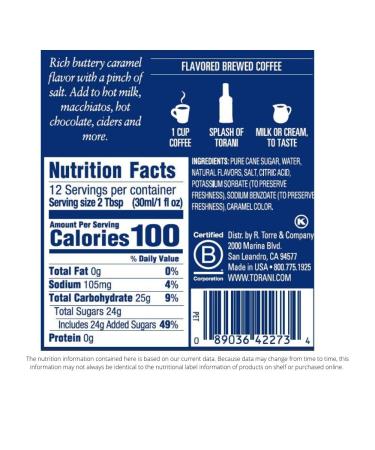 Torani Salted Caramel Syrup 12.7 Oz - Pack of 4 | Flavor Your Drinks! - Buy Online on GoSupps.com