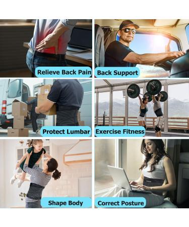 Surpown Back Support Belt - Breathable Back Band for Men & Women | Relieve Back Pain & Stabilize Lumbar Spine | Injury Prevention | Black L - Buy Online on GoSupps.com