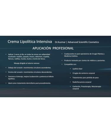 Dr. Kuzmar Intense Lipolytic Cream (200 ml) | Clinically proven scientifically proven localized fat reducer NCT03721185 | Professional thermo-activating effect | Caffeine L-carnitine and - Buy Online on GoSupps.com