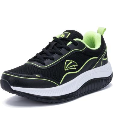 Shop QAUPPE Women's Walking Shoes - Arch Support Wide Fit Orthotic Sneakers for Plantar Fasciitis Relief - Comfort & Style in Black/Green 9W - Buy Online on GoSupps.com