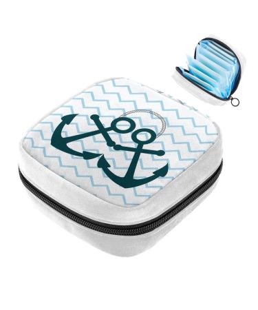 GIAPB Sanitary Napkin Storage Bag Period Bag Tampon Bag Makeup Bag Pad Pouch Blue Anchor Color1788
