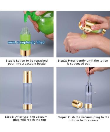 UMETASS 1oz Gold Airless Pump Bottles - Set of 6 for Cosmetics and Toiletries Refill - 3pcs Shampoo Bottles Included - Buy Online on GoSupps.com